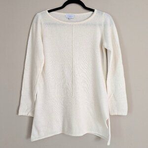 BIANCO&BLU Italy Women's Merino Cashmere Blend Sweater Off-White Long Sleeve M/L